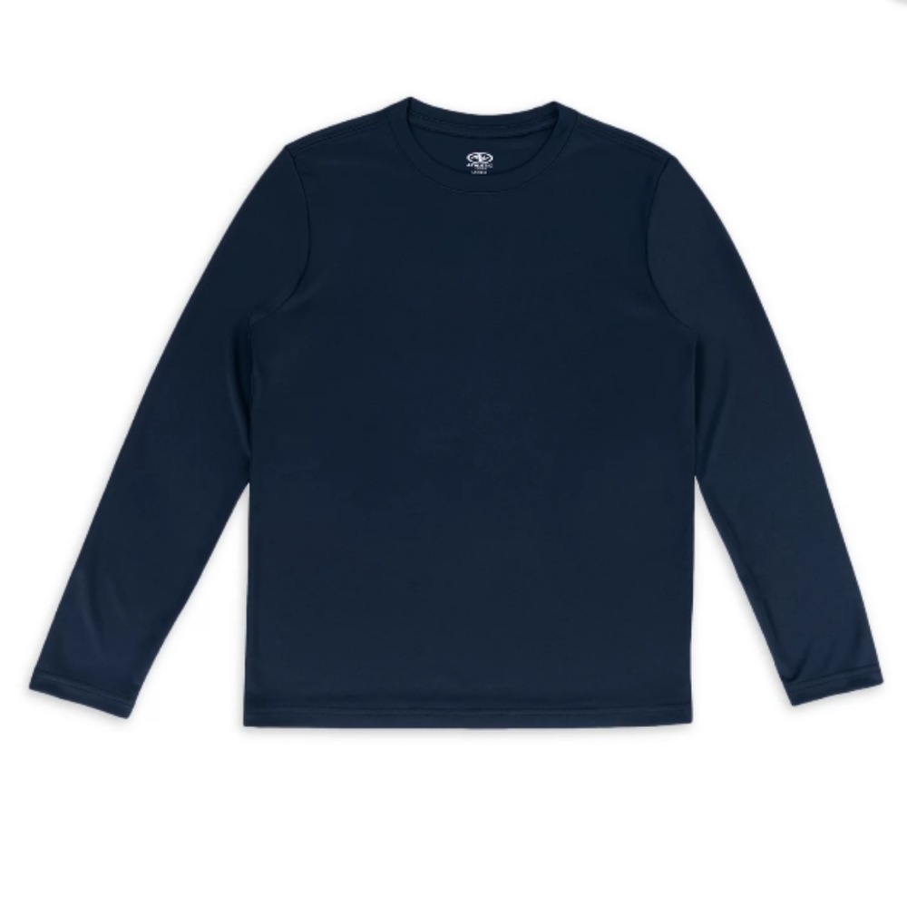 Athletic Works Men's Navy Performance Blend Long Sleeve Shirt Sz Lg